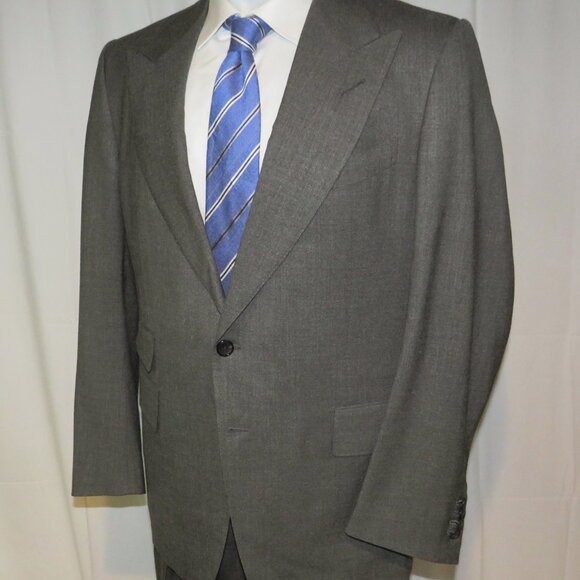 Tom Ford Gray Hopsack Current Silk Blend Peak Lapel Two Button Suit 44R - Picture 8 of 16